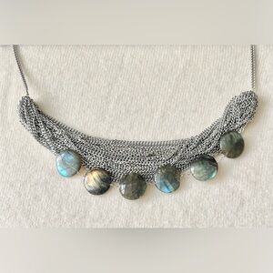 Gemma Redux mixed metal & chain design necklace with labradorite stones